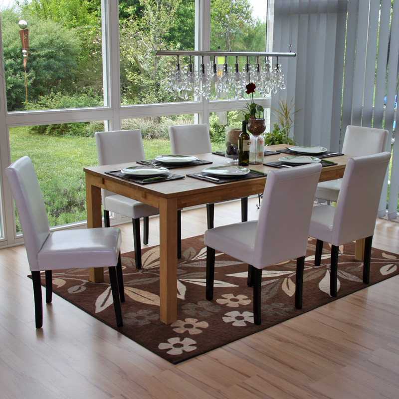 Chaise de salle à manger Littau, , cuir - blanc, pieds foncés