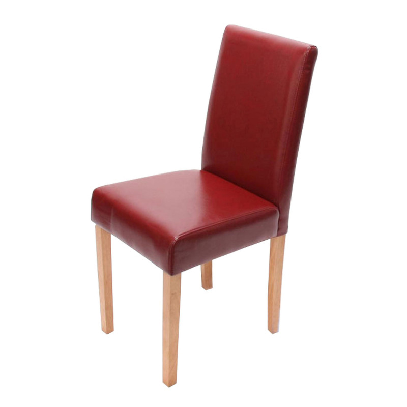 Chaise de salle à manger Littau, , cuir - rouge, pieds clairs