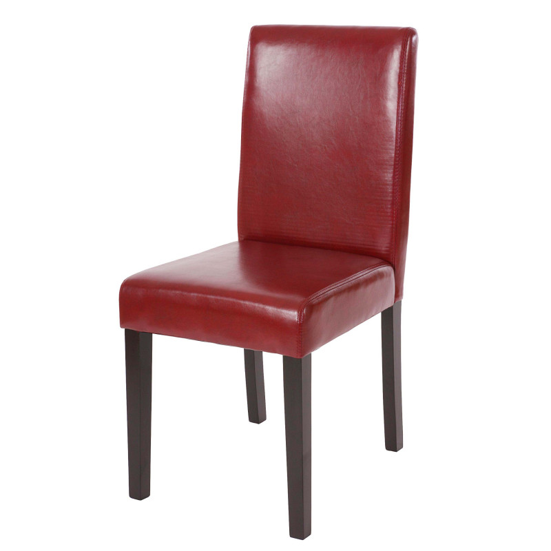 Chaise de salle à manger Littau, , cuir - rouge, pieds foncés