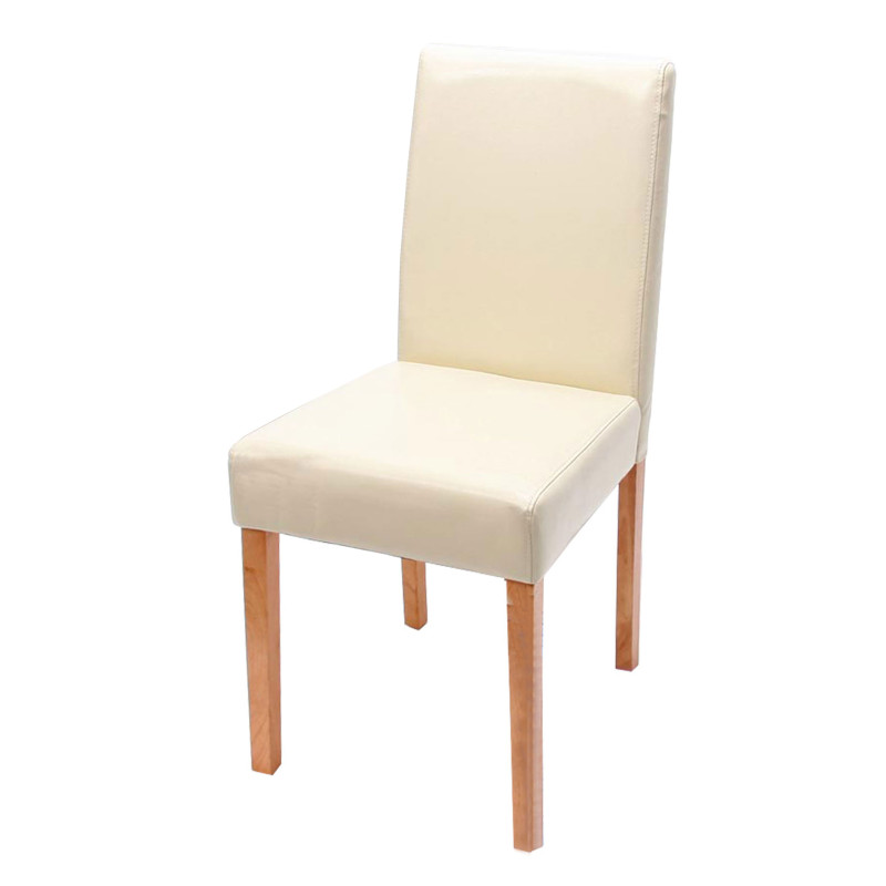 Chaise de salle à manger Littau, , cuir - crème, pieds clairs