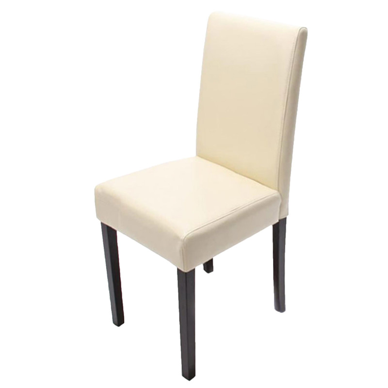 Chaise de salle à manger Littau, , cuir - crème, pieds foncés