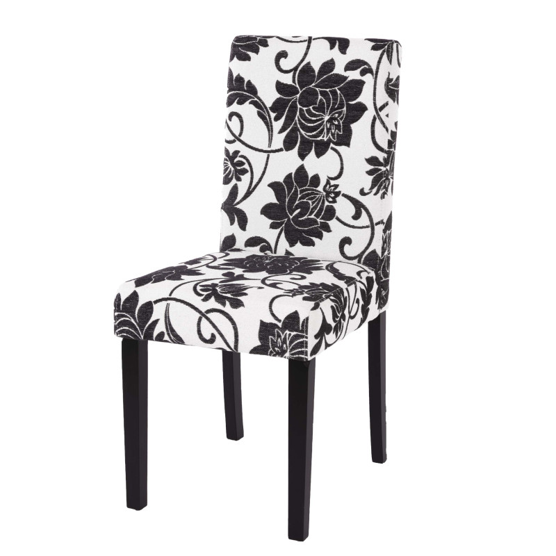 Chaise de salle à manger Littau, , tissu/textile - noir jacquard, pieds foncés