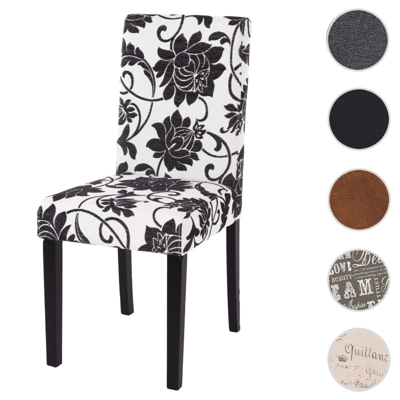 Chaise de salle à manger Littau, , tissu/textile - noir jacquard, pieds foncés