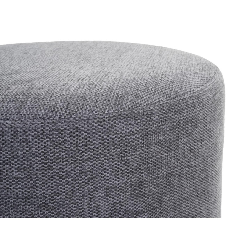 Tabouret tabouret ottoman pouf, Ø 42cm rond - tissu/textile gris clair