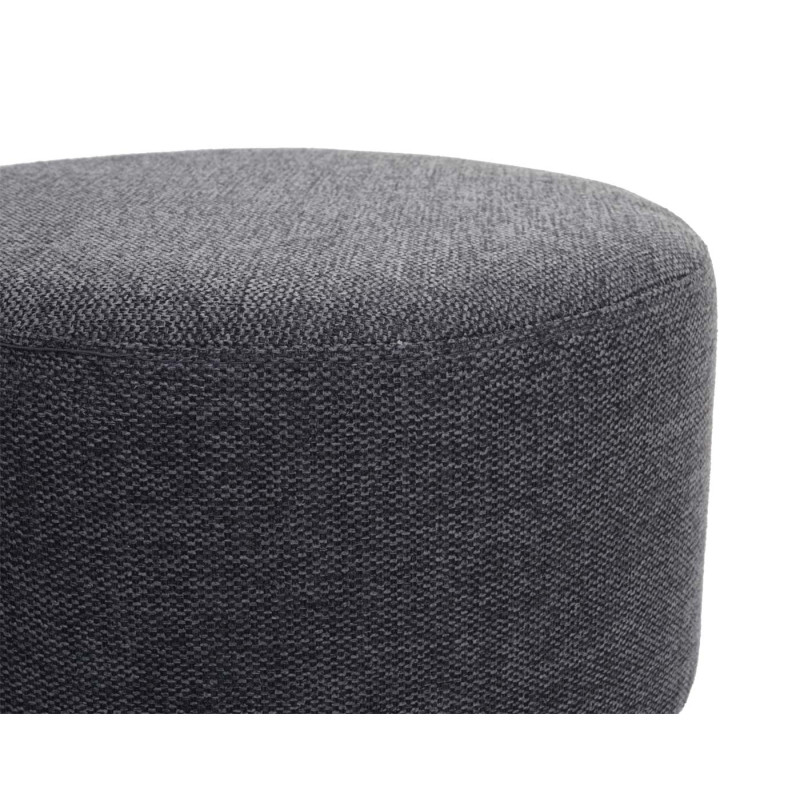 Tabouret tabouret ottoman pouf, Ø 42cm rond - tissu/textile gris anthracite