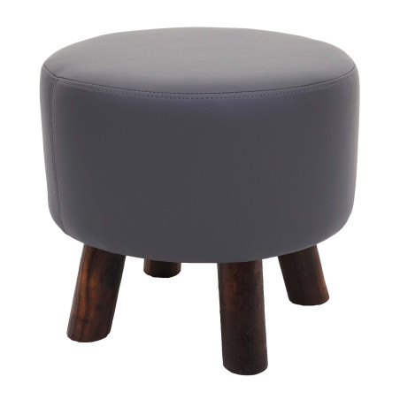 Tabouret tabouret ottoman pouf, Ø 42cm rond - similicuir gris foncé mat