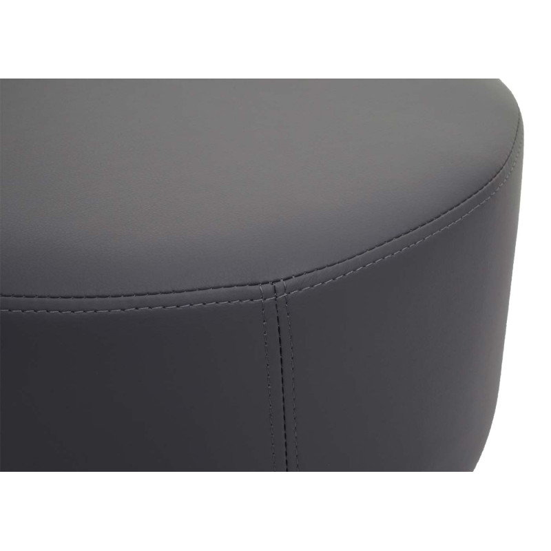 Tabouret tabouret ottoman pouf, Ø 42cm rond - similicuir gris foncé mat