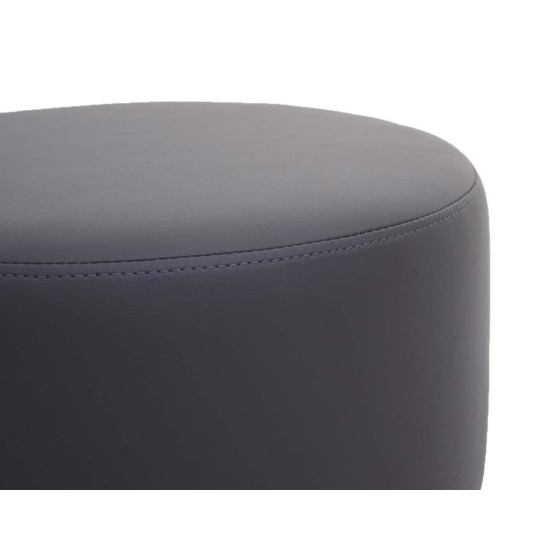 Tabouret tabouret ottoman pouf, Ø 42cm rond - similicuir gris foncé mat