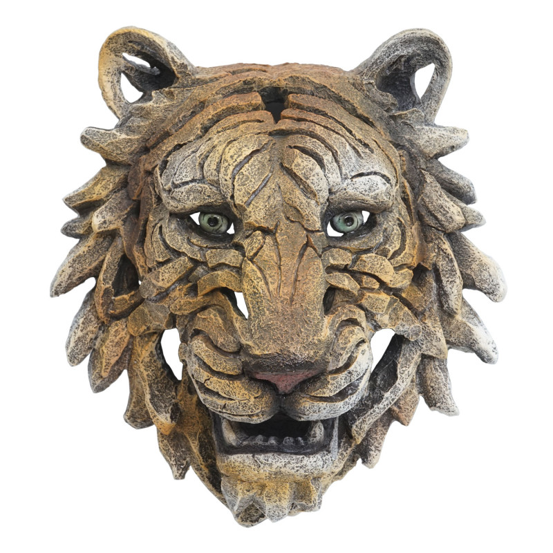 Crâne déco trophée de tête en polyrésine, intérieur/extérieur - tête de tigre 35cm