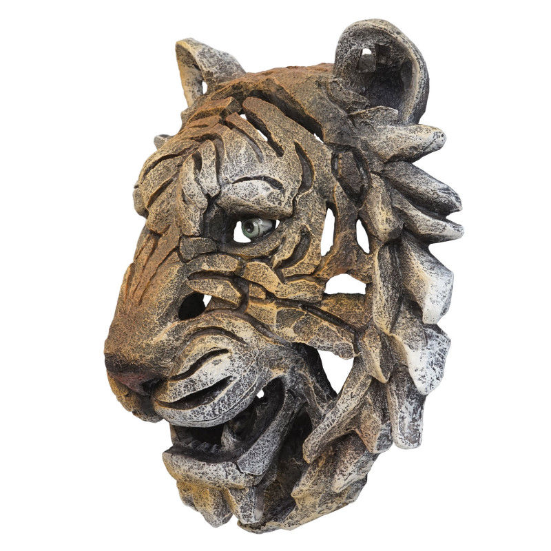 Crâne déco trophée de tête en polyrésine, intérieur/extérieur - tête de tigre 35cm