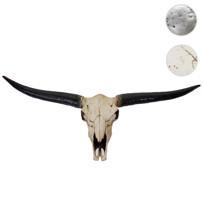 Crâne déco 132cm trophée tête de taureau en polyrésine, intérieur/extérieur - argent