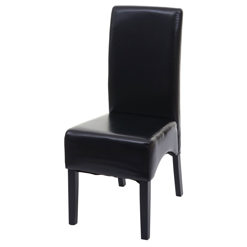 Chaise de salle à manger Latina, , cuir - noir, pieds foncés