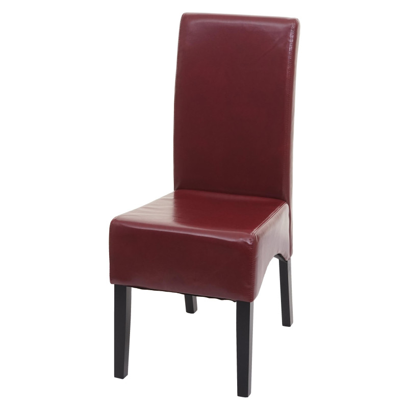 Chaise de salle à manger Latina, , cuir - rouge, pieds foncés