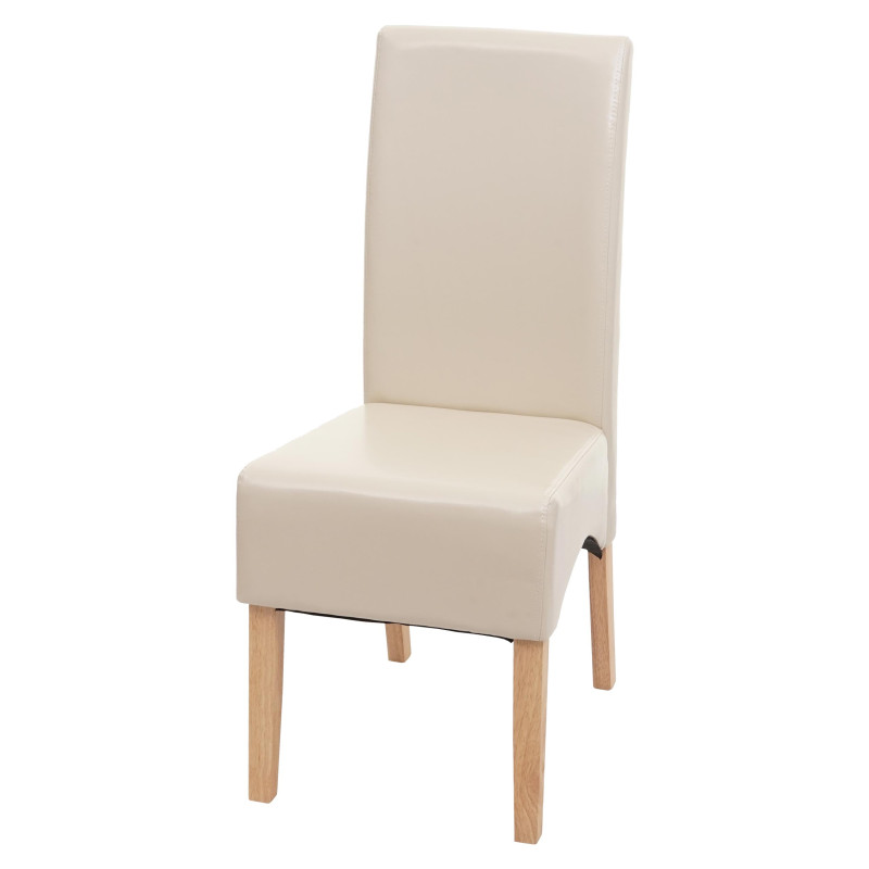 Chaise de salle à manger Latina, , cuir - crème, pieds clairs