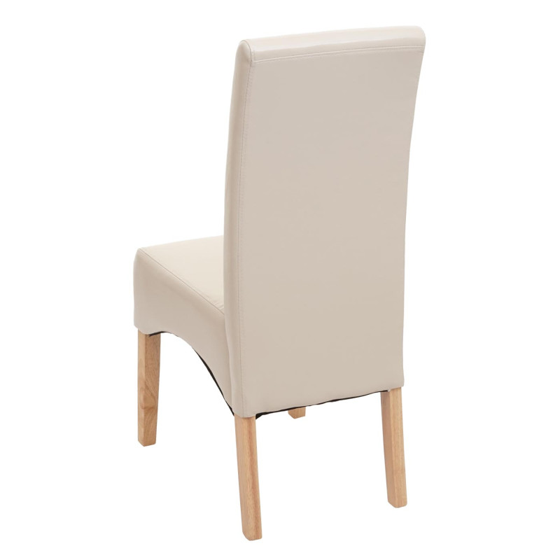 Chaise de salle à manger Latina, , cuir - crème, pieds clairs