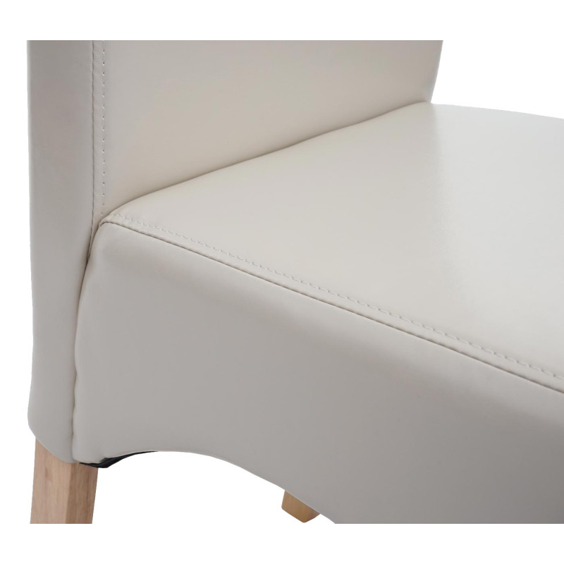 Chaise de salle à manger Latina, , cuir - crème, pieds clairs