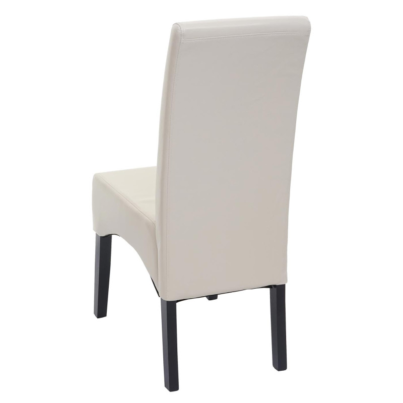 Chaise de salle à manger Latina, , cuir - crème, pieds foncés