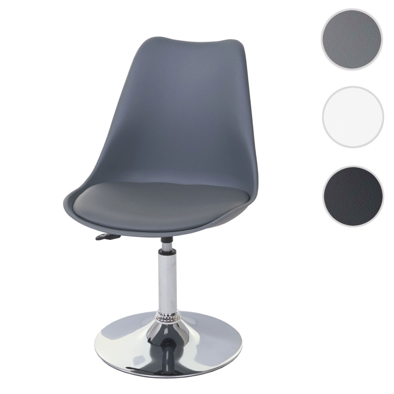 Chaise pivotante Malmö T501, , réglable en hauteur, similicuir - gris foncé, socle chromé