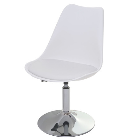 Chaise pivotante Malmö T501, , réglable en hauteur, similicuir - blanc, socle chromé