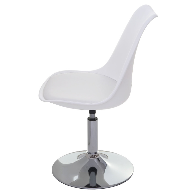 Chaise pivotante Malmö T501, , réglable en hauteur, similicuir - blanc, socle chromé