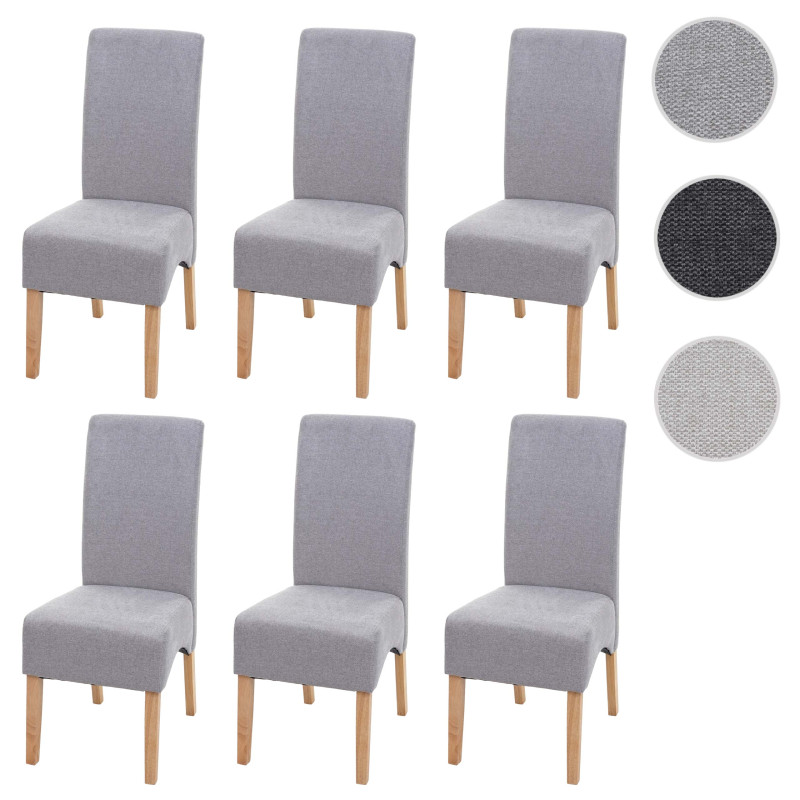 Lot de 6 chaises de salle à manger Latina, , tissu/textile - crème beige, pieds clairs