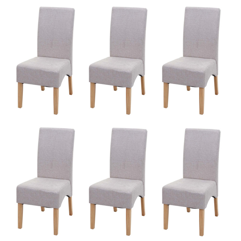 Lot de 6 chaises de salle à manger Latina, , tissu/textile - crème beige, pieds clairs