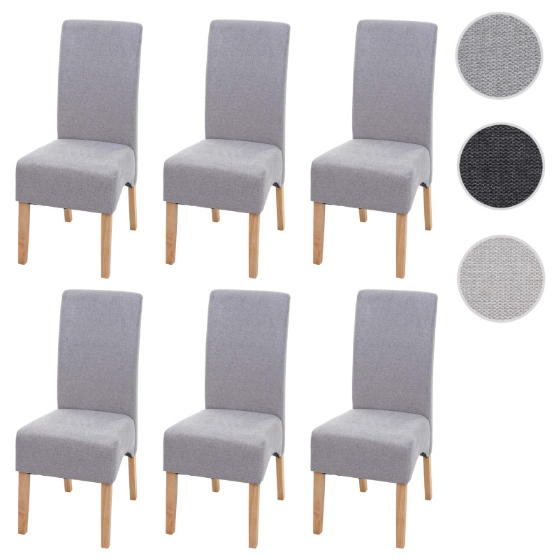 Lot de 6 chaises de salle à manger Latina, , tissu/textile - gris foncé, pieds clairs