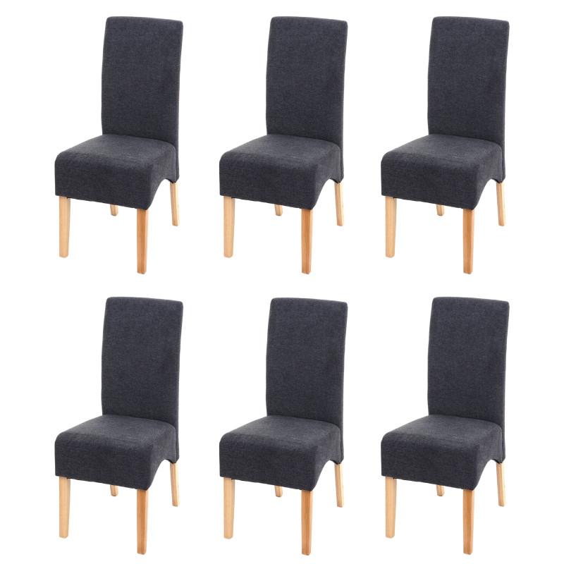 Lot de 6 chaises de salle à manger Latina, , tissu/textile - gris foncé, pieds clairs