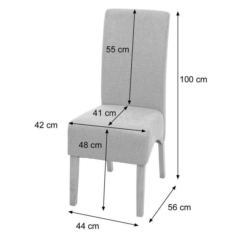 Lot de 6 chaises de salle à manger Latina, , tissu/textile - crème beige, pieds clairs