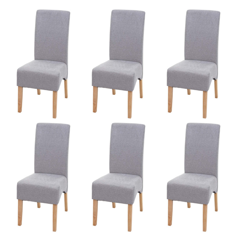 Lot de 6 chaises de salle à manger Latina, , tissu/textile - gris clair, pieds clairs