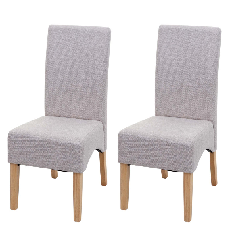 2x chaise de salle à manger Latina, , tissu/textile - beige crème, pieds légers