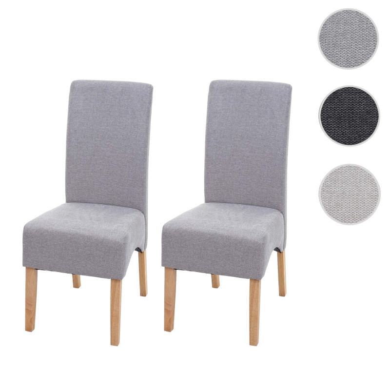 2x chaise de salle à manger Latina, , tissu/textile - gris foncé, pieds clairs