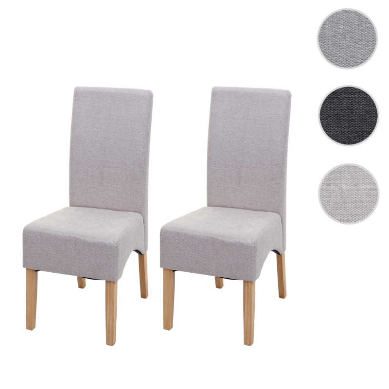 2x chaise de salle à manger Latina, , tissu/textile - beige crème, pieds légers