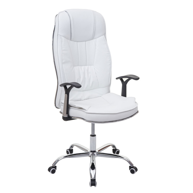 Chaise de bureau chaise de bureau 150kg charge max. simlicuir - blanc