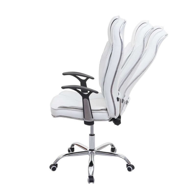 Chaise de bureau chaise de bureau 150kg charge max. simlicuir - blanc