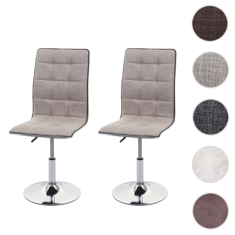 2x chaise de salle à manger , tissu/textile - gris crème