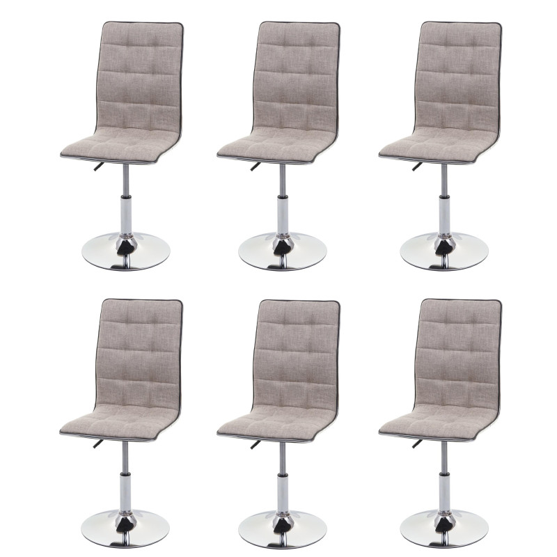 Lot de 6 chaises de salle à manger , réglable en hauteur pivotante, tissu/textile - crème-gris