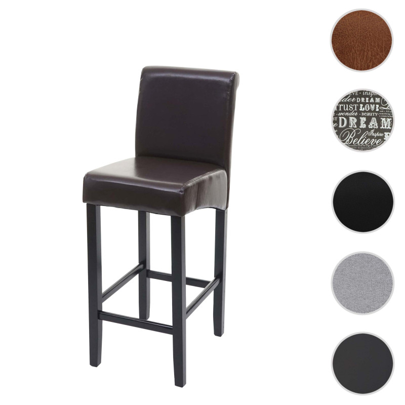 Tabouret de bar tabouret de comptoir, bois - gris mat, pieds clair, similicuir