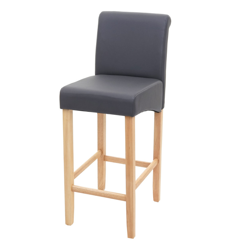 Tabouret de bar tabouret de comptoir, bois - gris mat, pieds clair, similicuir