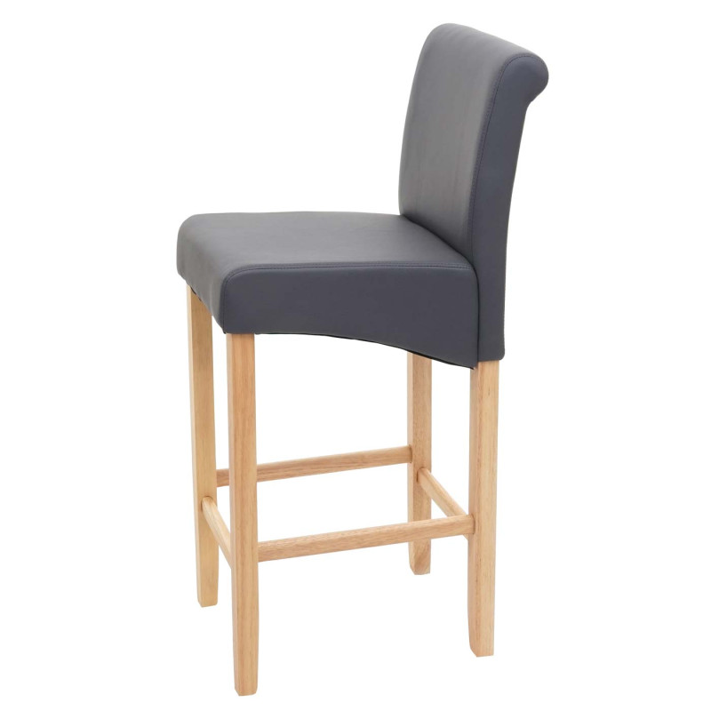 Tabouret de bar tabouret de comptoir, bois - gris mat, pieds clair, similicuir