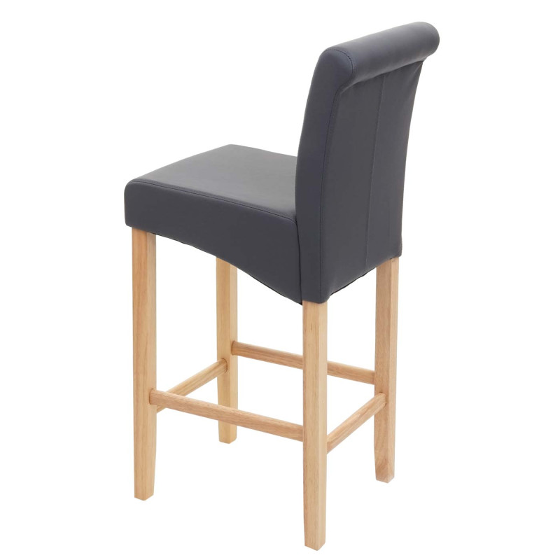 Tabouret de bar tabouret de comptoir, bois - gris mat, pieds clair, similicuir