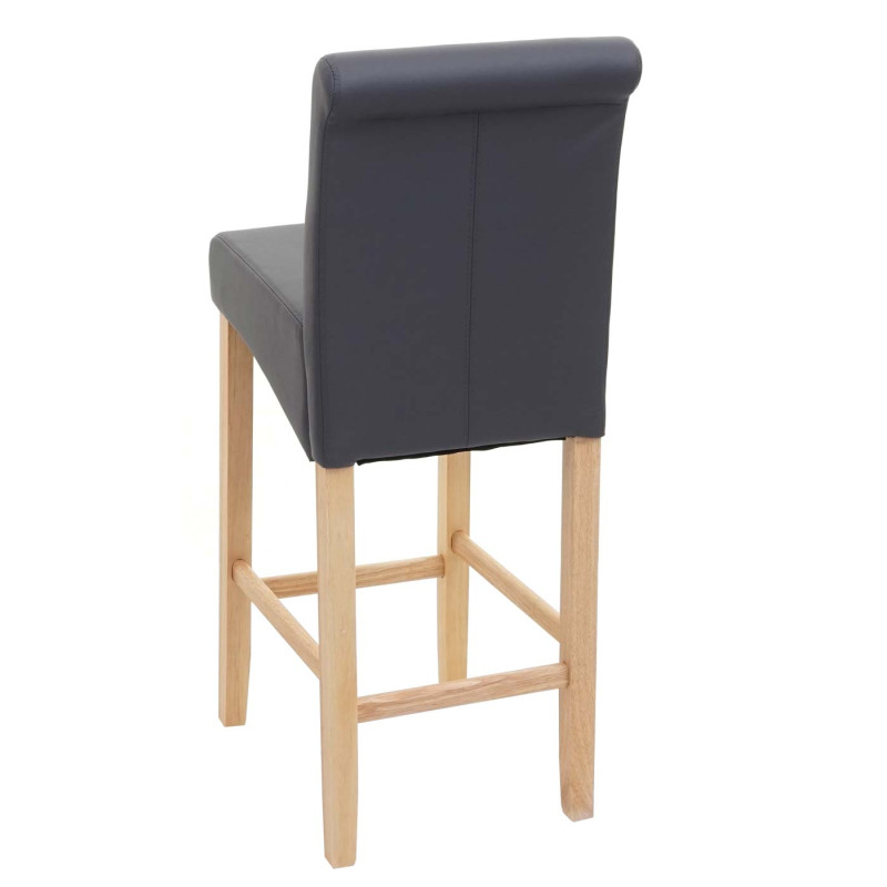 Tabouret de bar tabouret de comptoir, bois - gris mat, pieds clair, similicuir