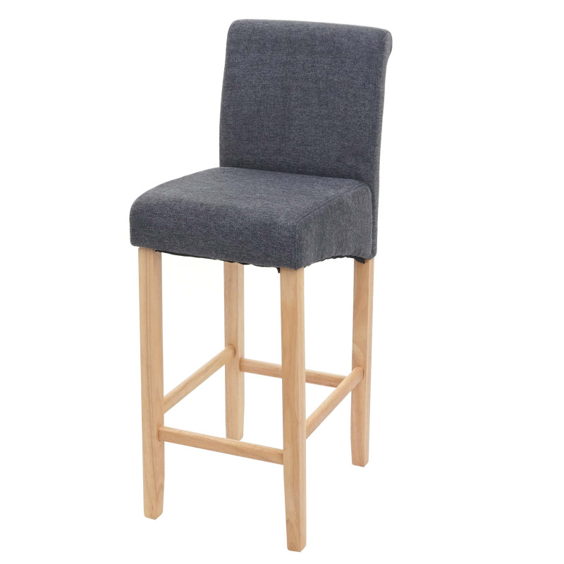 Tabouret de bar tabouret de comptoir, bois - gris foncé, pieds clairs, tissu/textile