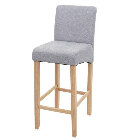 Tabouret de bar tabouret de comptoir, bois - gris clair, pieds clairs, tissu/textile