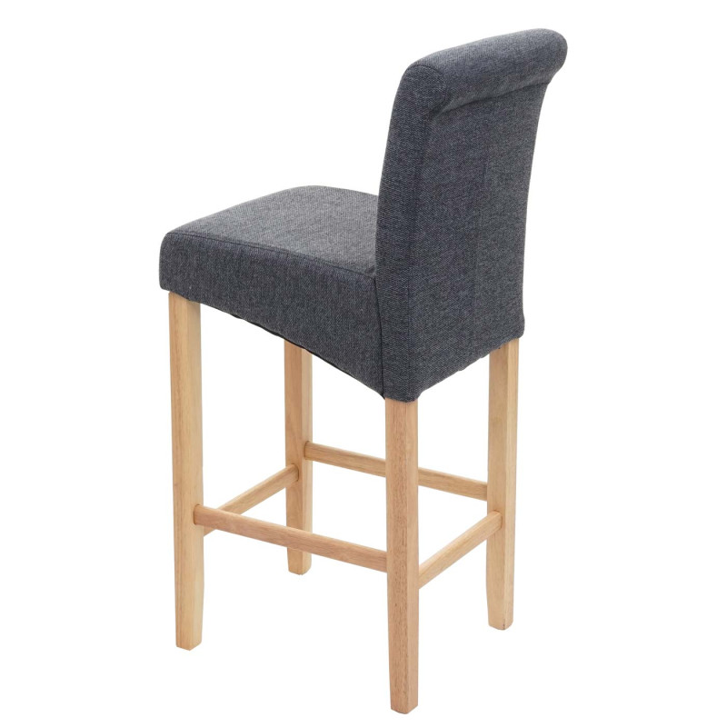 Tabouret de bar tabouret de comptoir, bois - gris foncé, pieds clairs, tissu/textile