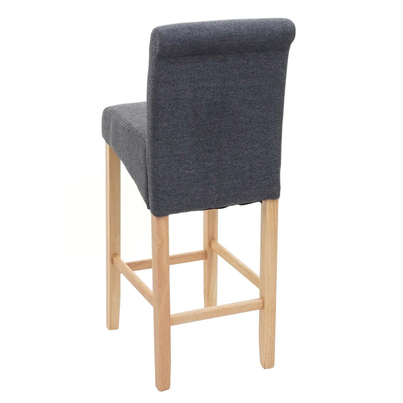 Tabouret de bar tabouret de comptoir, bois - gris foncé, pieds clairs, tissu/textile