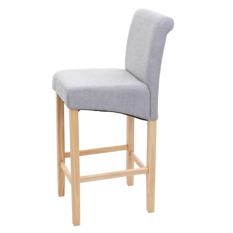 Tabouret de bar tabouret de comptoir, bois - gris clair, pieds clairs, tissu/textile