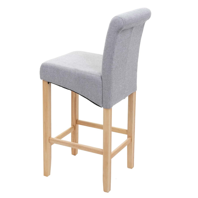 Tabouret de bar tabouret de comptoir, bois - gris clair, pieds clairs, tissu/textile