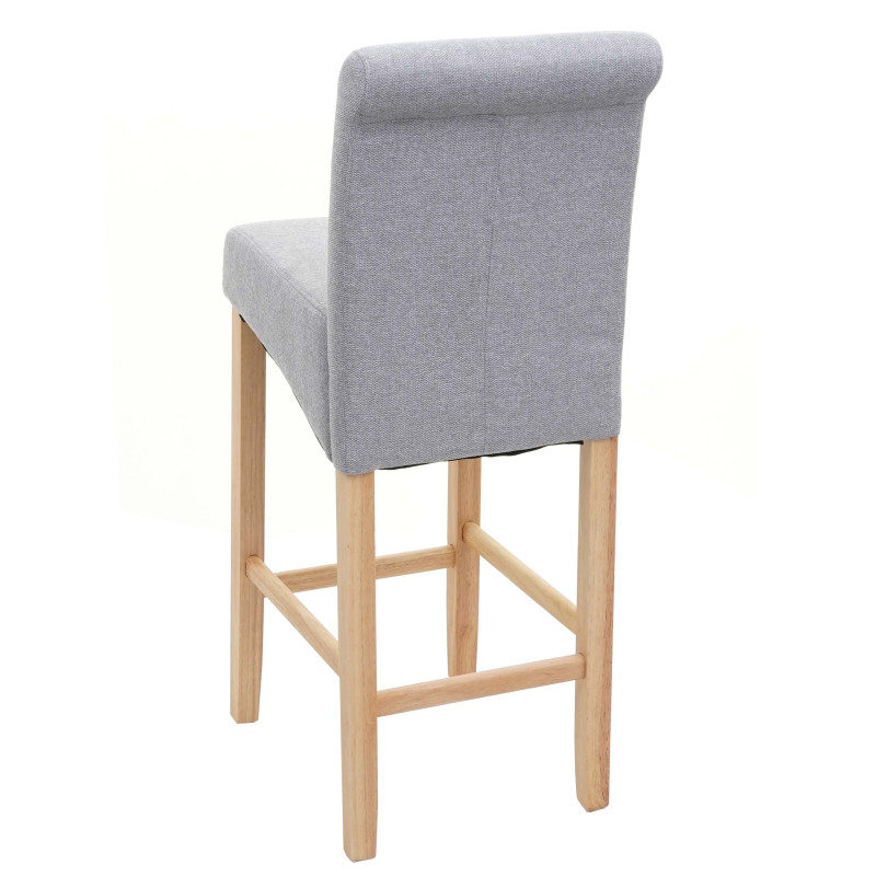 Tabouret de bar tabouret de comptoir, bois - gris clair, pieds clairs, tissu/textile