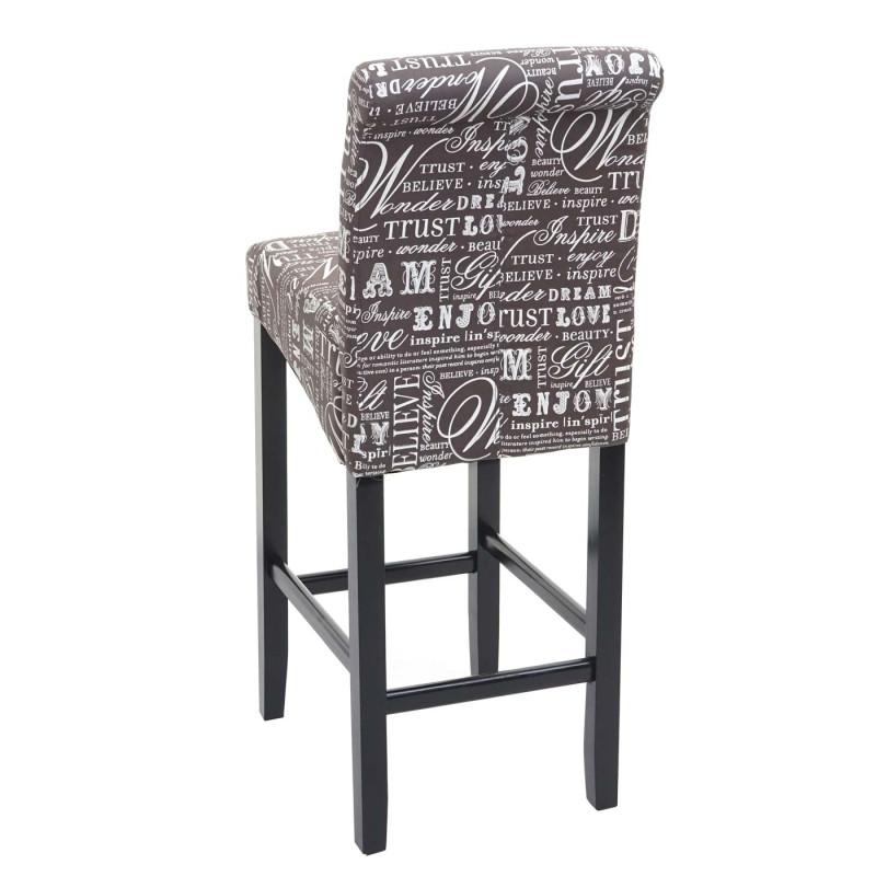 Tabouret de bar tabouret de comptoir, bois - écriture, gris, pieds foncés, tissu/textile